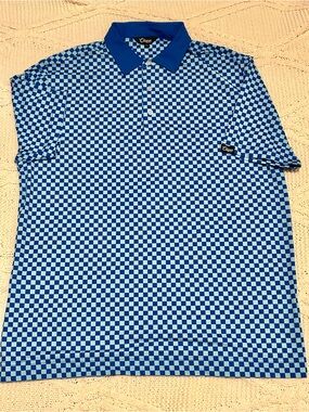 Clique Golf Blue Checkerboard Polo with Solid Collar